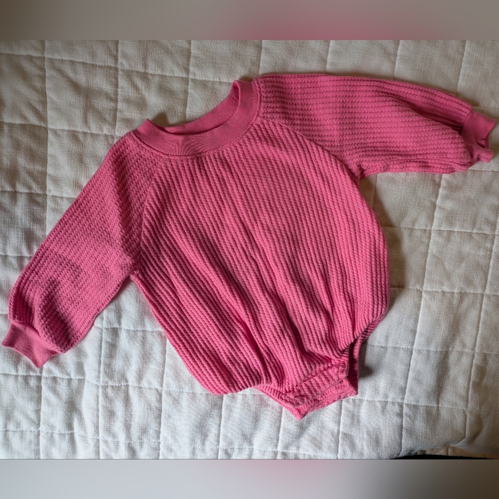 Old Navy Pink Baby Waffle Knit Onesie - 6-12 Mths